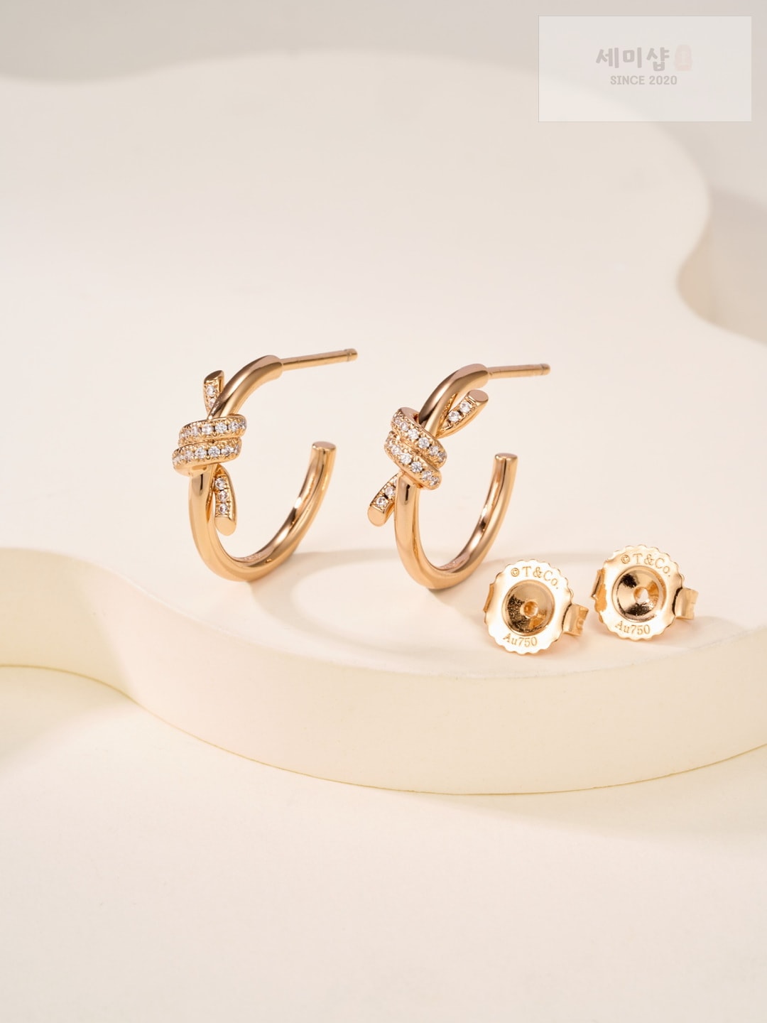 Tiffany And Co 티파니 노트 후프 이어링 로즈골드 악세사리 3번 이미지
