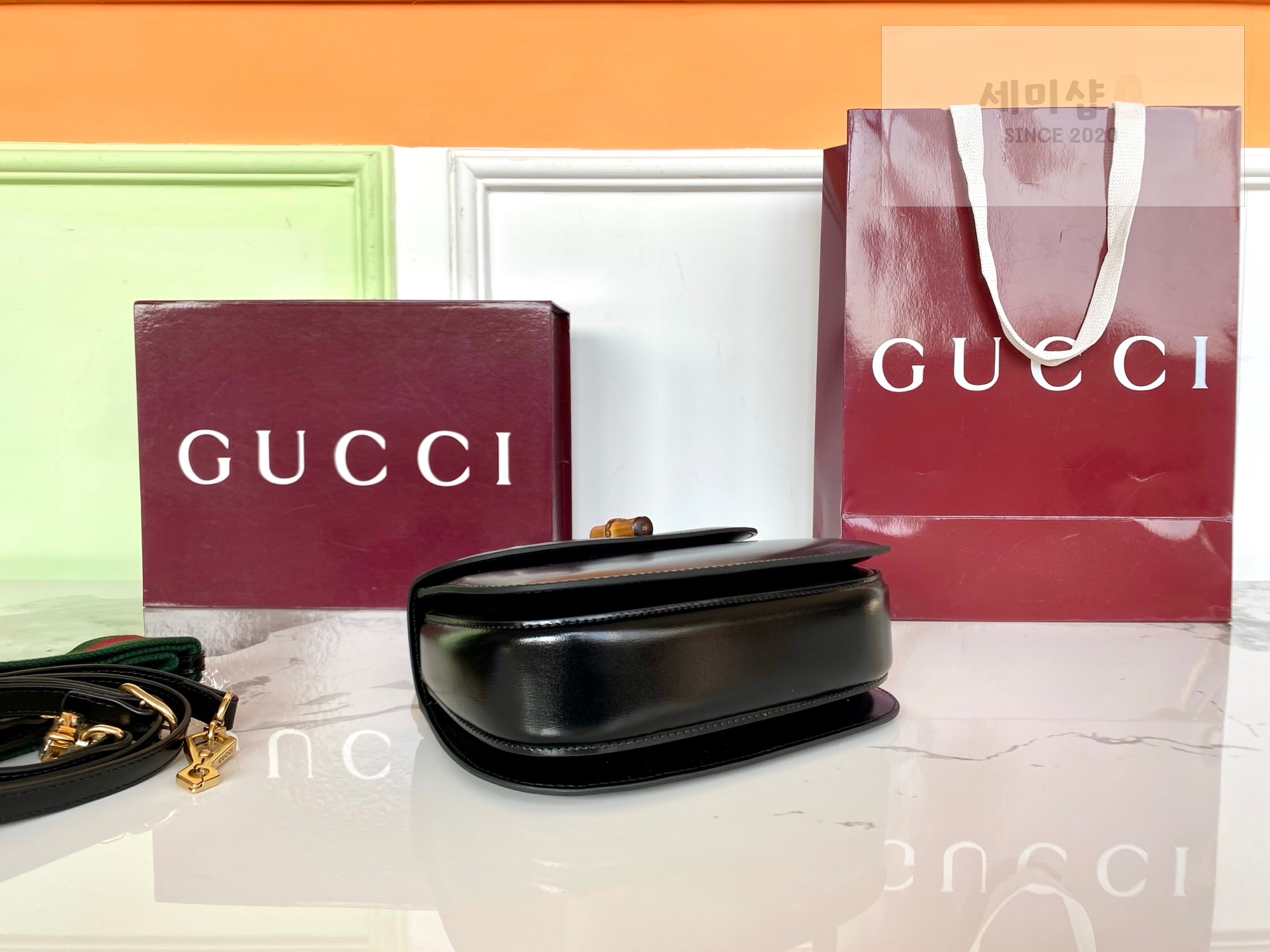 Gucci 구찌 뱀부 1947 스몰 탑 핸들 블랙 Bag 4번 이미지