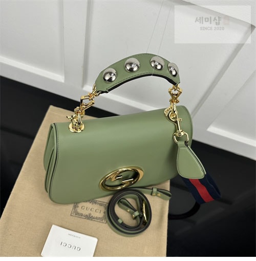 Gucci 구찌 블론디 미니엄 탑 핸들백 그린/레더 721172 Bag 2번 이미지