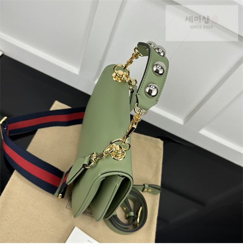 Gucci 구찌 블론디 미니엄 탑 핸들백 그린/레더 721172 Bag 8번 이미지