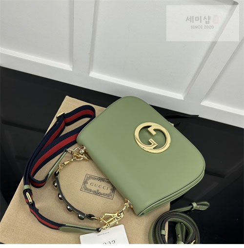 Gucci 구찌 블론디 미니엄 탑 핸들백 그린/레더 721172 Bag 13번 이미지