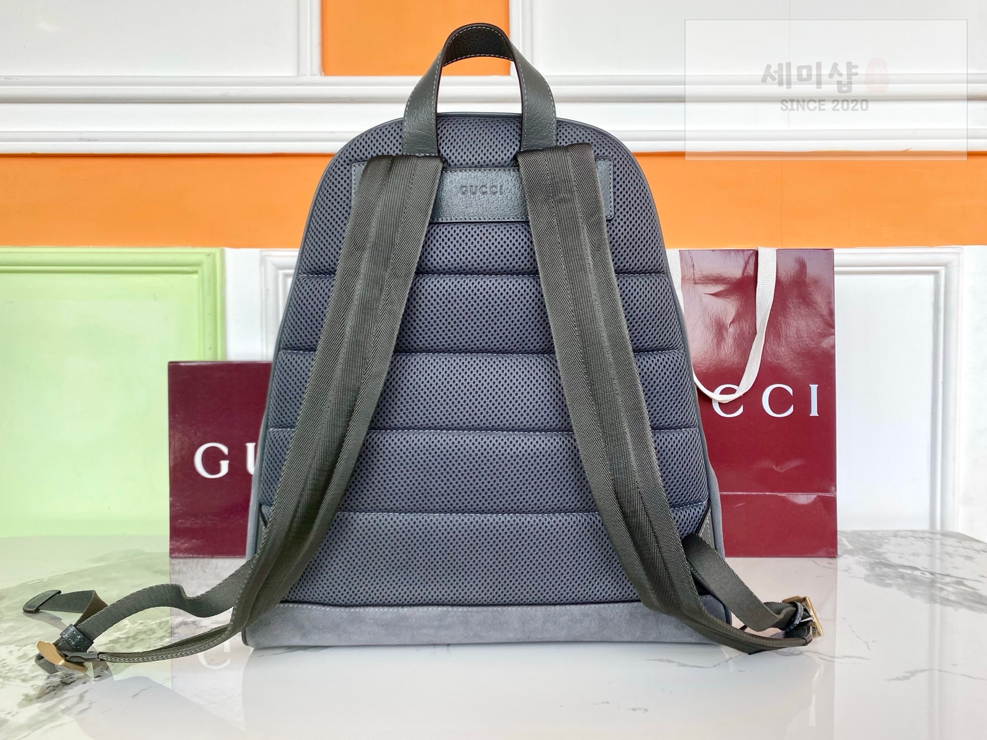 Gucci 구찌 오피디아 미디움 백팩 그레이 스웨이드 Bag 2번 이미지