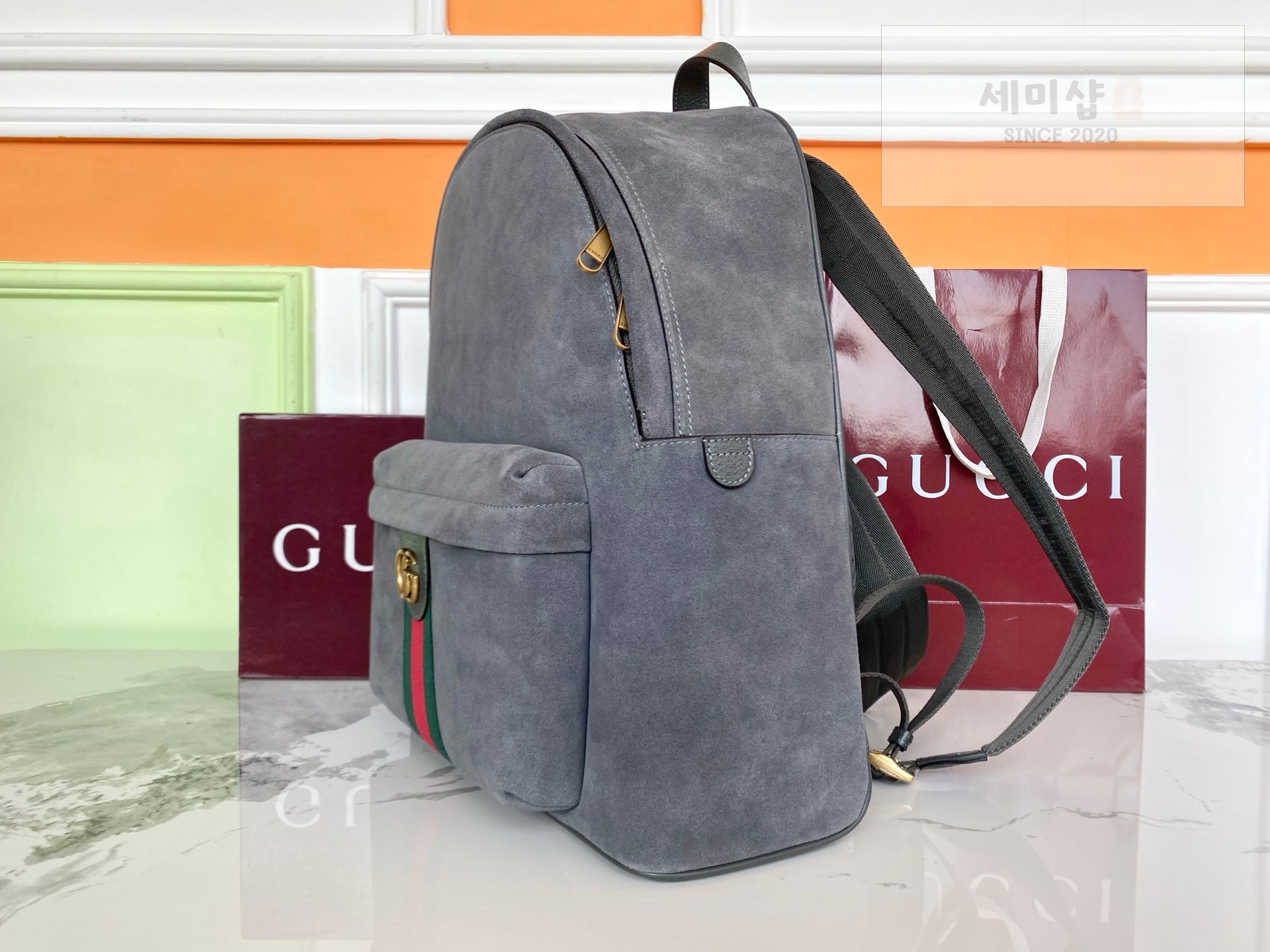 Gucci 구찌 오피디아 미디움 백팩 그레이 스웨이드 Bag 3번 이미지