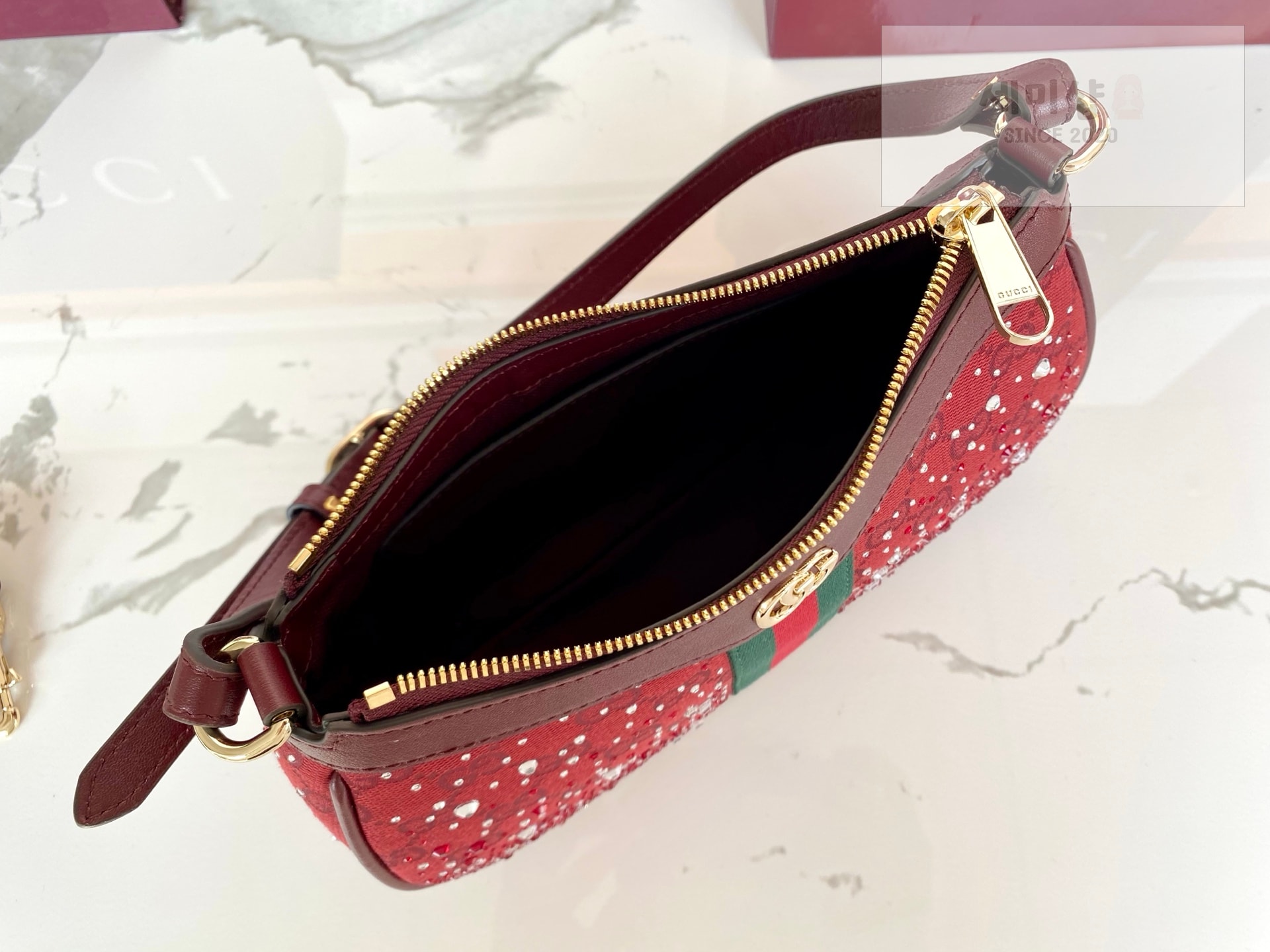 Gucci 구찌 오피디아 크리스탈 스몰 숄더백 로쏘 앙코라 레드 Bag 8번 이미지