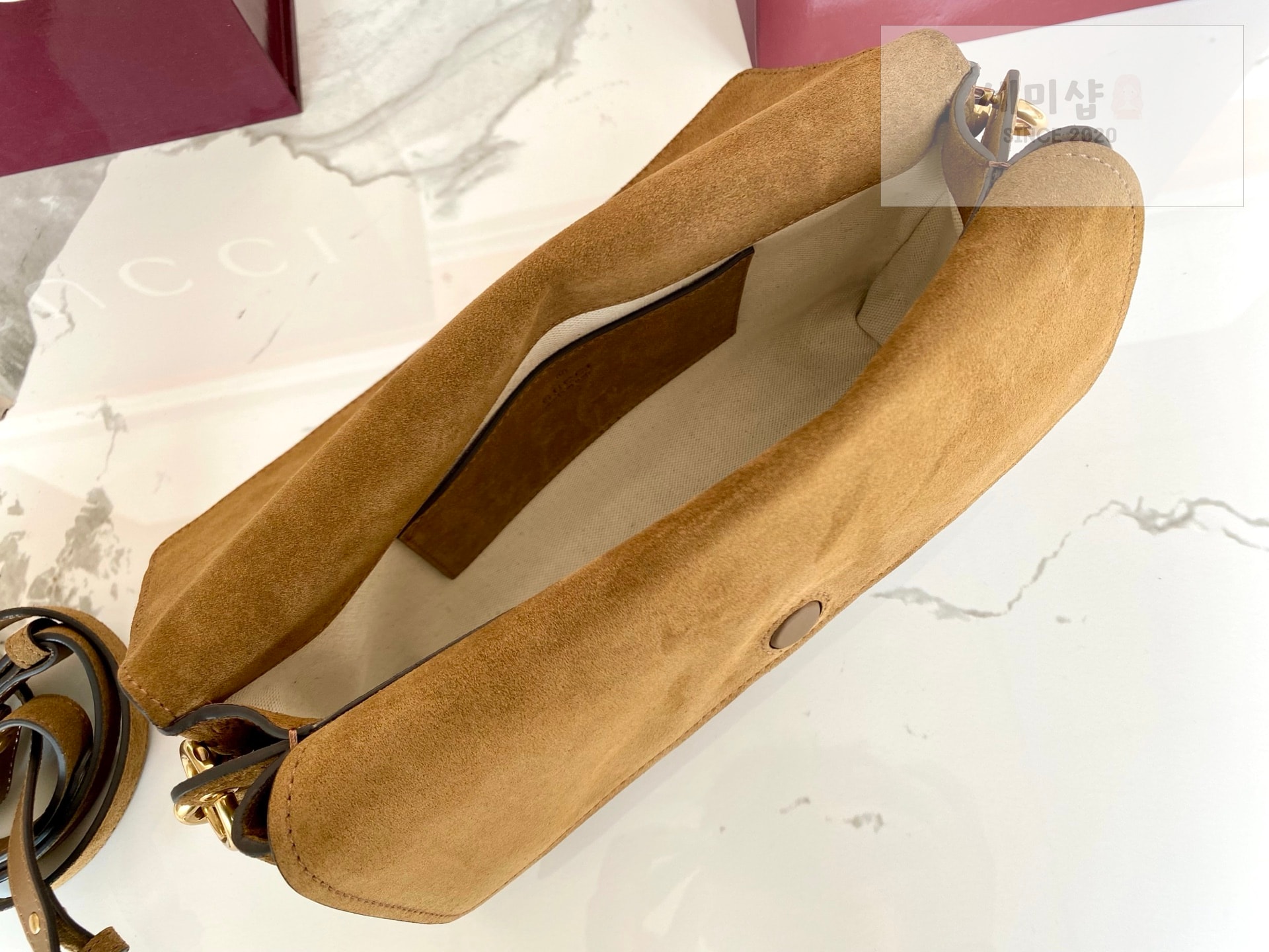 Gucci 구찌 체인 미디움 숄더백 브라운 스웨이드 Bag 8번 이미지