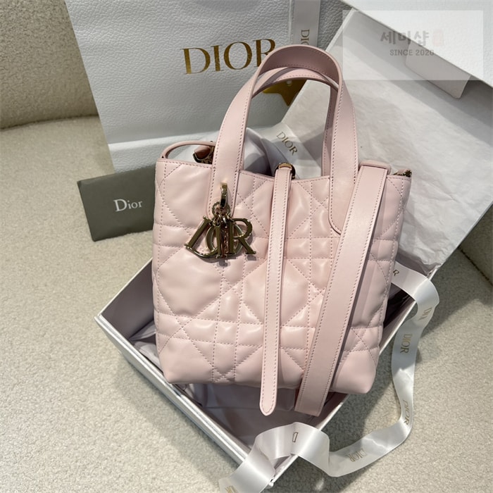 D I O R 디올 뚜주흐 스몰 버티컬 토트백 페일 핑크 매크로까나쥬 Bag 4번 이미지
