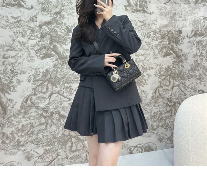 D I O R 디올 레이디 D-조이 미니 백 블랙 까나쥬 Bag 12번 이미지