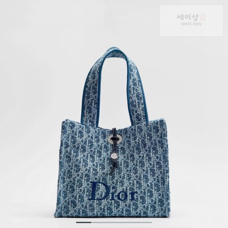 D I O R 디올 리비에라 스펀지 이펙트 북 토트 백 스몰 블루 오블리크 패브릭 블루 Bag 1번 이미지