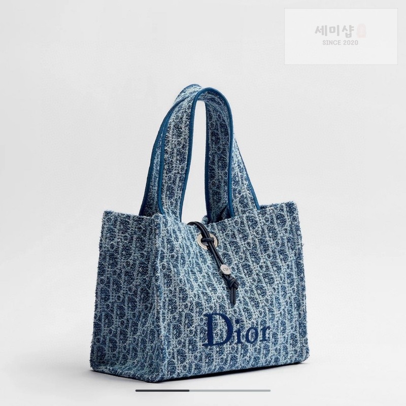 D I O R 디올 리비에라 스펀지 이펙트 북 토트 백 스몰 블루 오블리크 패브릭 블루 Bag 3번 이미지