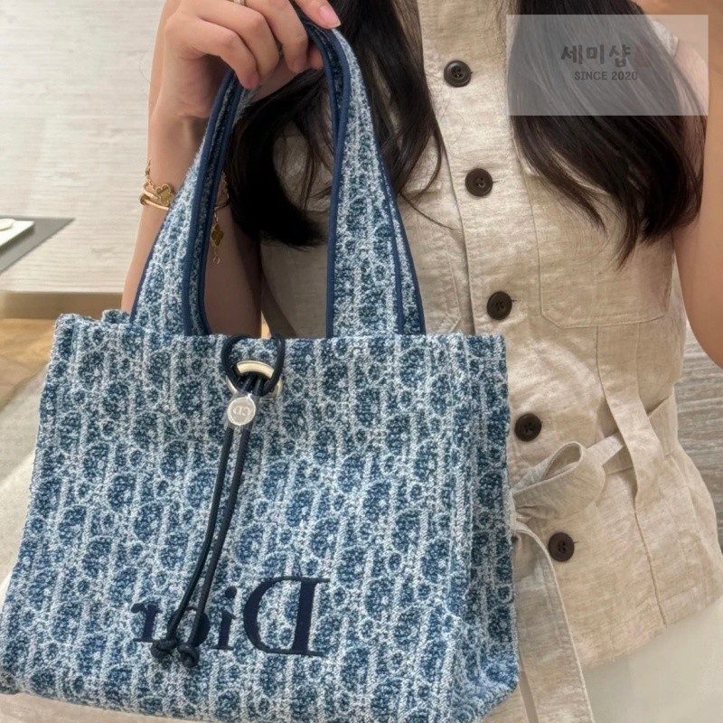 D I O R 디올 리비에라 스펀지 이펙트 북 토트 백 스몰 블루 오블리크 패브릭 블루 Bag 16번 이미지