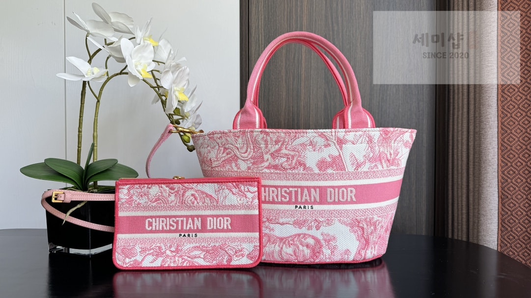 D I O R 디올 리비에라 캔디 핑크 햇 바스켓 백 27*20*8CM Bag 2번 이미지