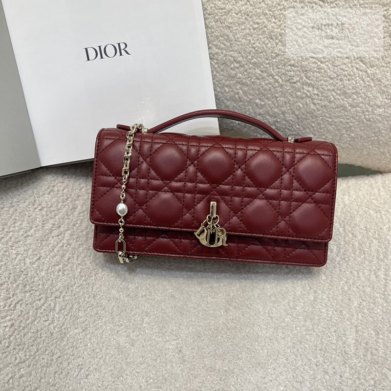 D I O R 디올 미스 디올 미니 체인백 체리 레드 까나쥬 Bag 6번 이미지