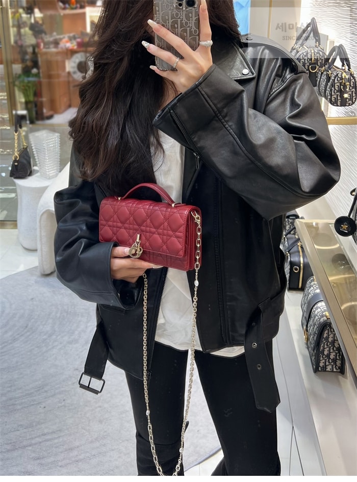D I O R 디올 미스 디올 미니 체인백 체리 레드 까나쥬 Bag 2번 이미지