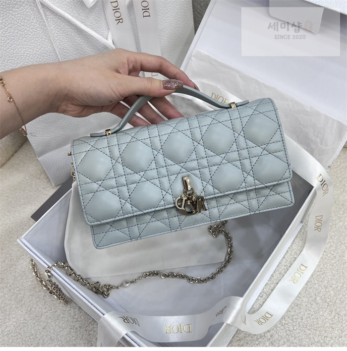 D I O R 디올 미스 디올 미니 체인백 페일 블루 까나쥬 Bag 5번 이미지