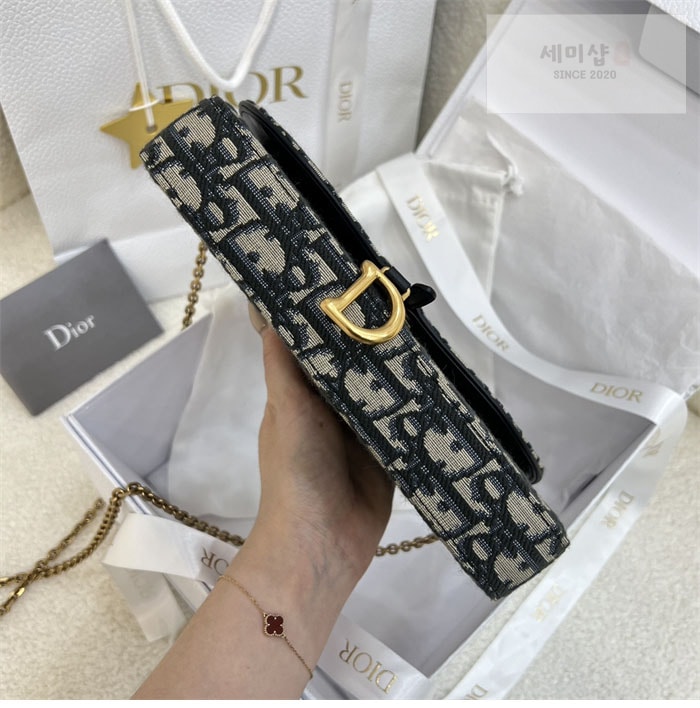 D I O R 디올 새들 체인 파우치 WOC 백 블루 오블리크 자카드 Bag 1번 이미지