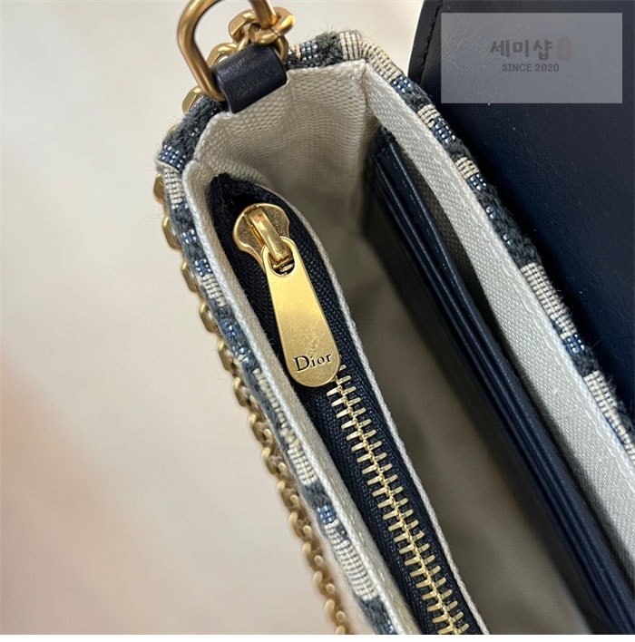 D I O R 디올 새들 체인 파우치 WOC 백 블루 오블리크 자카드 Bag 4번 이미지