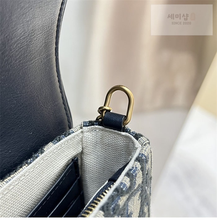 D I O R 디올 새들 체인 파우치 WOC 백 블루 오블리크 자카드 Bag 16번 이미지