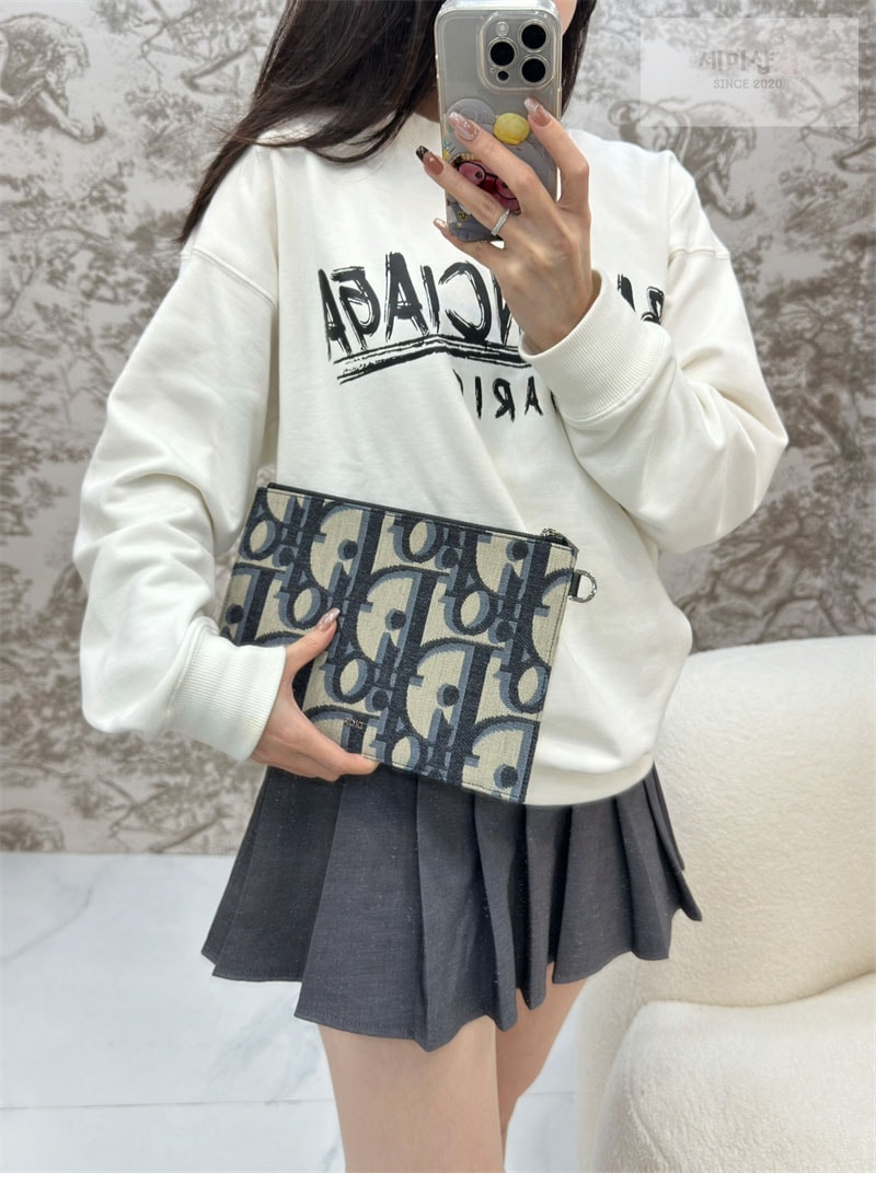 D I O R 디올 오블리크 새들 A5 파우치 클러치 백 블랙 Bag 2번 이미지