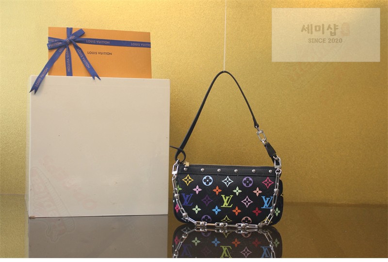 Louis Vuitton 루이비통 x TM 포쉐트 악세수아 블랙 모노그램 캔버스 멀티 M13663 멀티컬러 블랙 무라카미 Bag 2번 이미지
