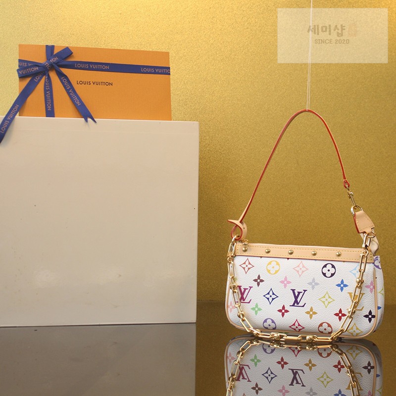 Louis Vuitton 루이비통 x TM 포쉐트 악세수아 화이트 모노그램 캔버스 멀티 M13404 멀티컬러 블랑 무라카미 Bag 1번 이미지