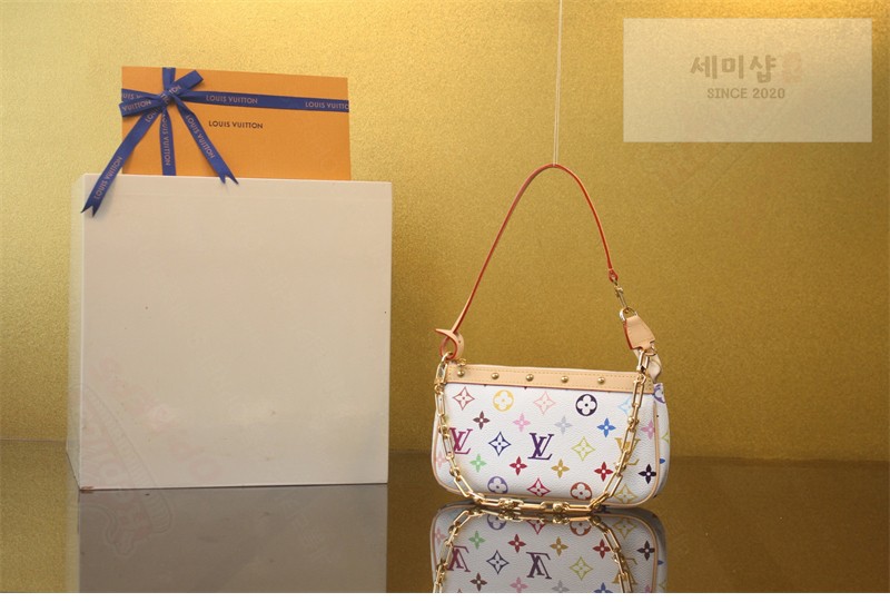 Louis Vuitton 루이비통 x TM 포쉐트 악세수아 화이트 모노그램 캔버스 멀티 M13404 멀티컬러 블랑 무라카미 Bag 7번 이미지