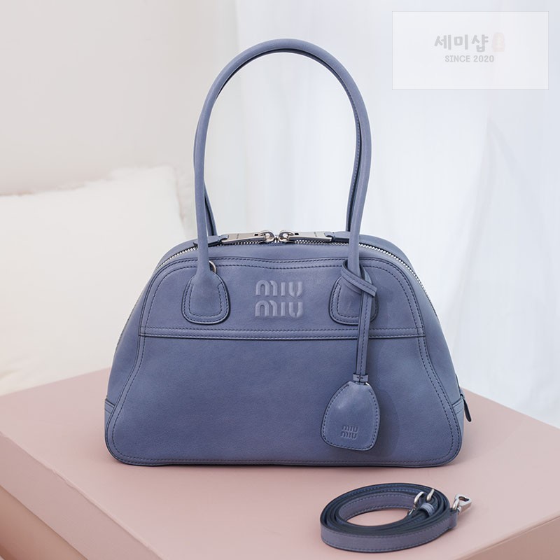 Miu Miu 미우미우 비방 나파 레더 백 5BB199 아스트랄 블루 Bag 1번 이미지