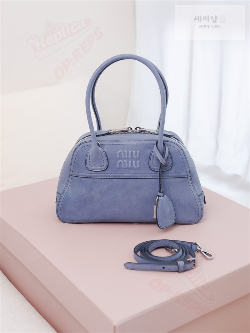 Miu Miu 미우미우 비방 스몰 나파 레더 백 5BB200 아스트랄 블루 Bag 3번 이미지