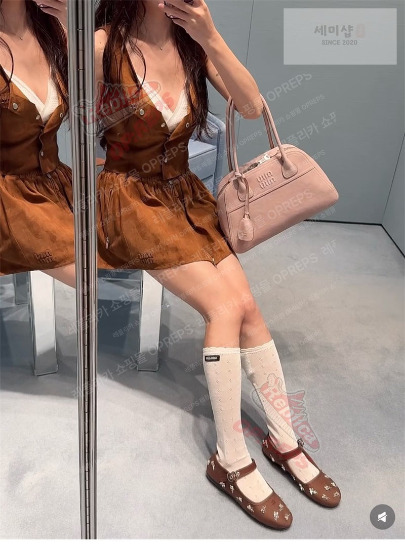 Miu Miu 미우미우 비방 스몰 나파 레더 백 5BB200 오키드 핑크 Bag 14번 이미지