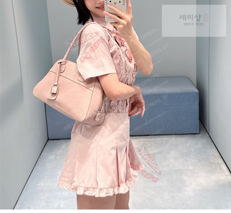Miu Miu 미우미우 비방 스몰 나파 레더 백 5BB200 오키드 핑크 Bag 15번 이미지