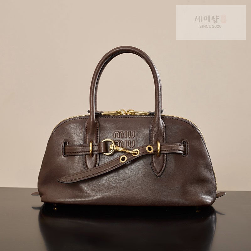 Miu Miu 미우미우 아방뛰르 나파 레더 탑핸들 백 5BB169 오크 Bag 1번 이미지