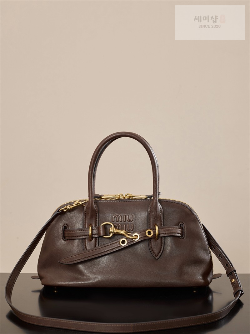 Miu Miu 미우미우 아방뛰르 나파 레더 탑핸들 백 5BB169 오크 Bag 6번 이미지
