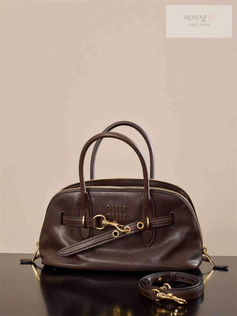 Miu Miu 미우미우 아방뛰르 나파 레더 탑핸들 백 5BB169 오크 Bag 8번 이미지