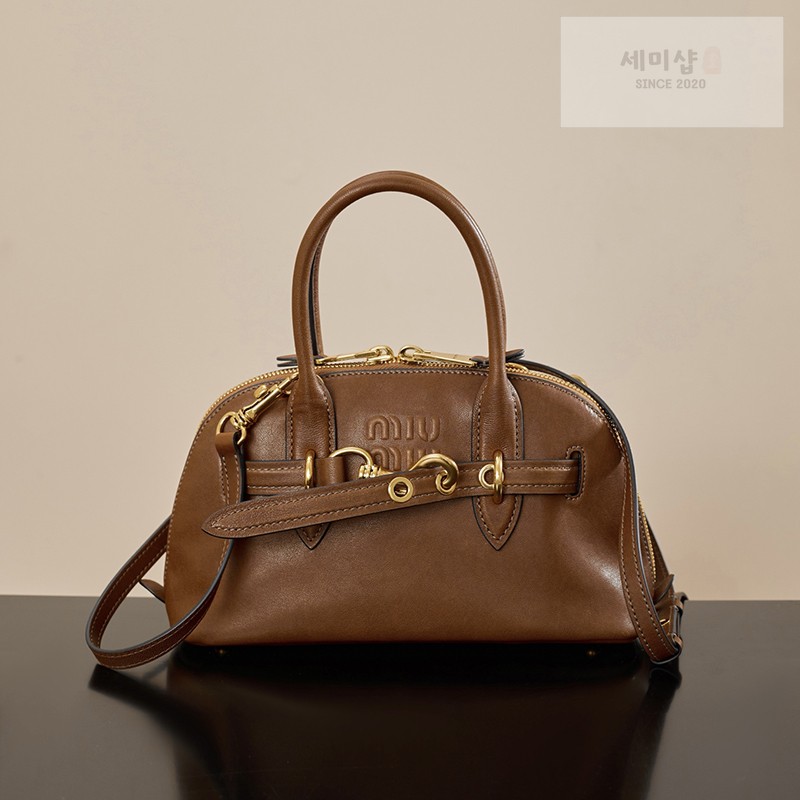 Miu Miu 미우미우 아방뛰르 나파 레더 탑 핸들 백 5BB169 꼬냑 Bag 1번 이미지