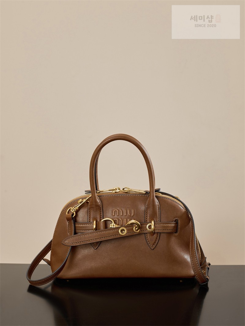 Miu Miu 미우미우 아방뛰르 나파 레더 탑 핸들 백 5BB169 꼬냑 Bag 3번 이미지