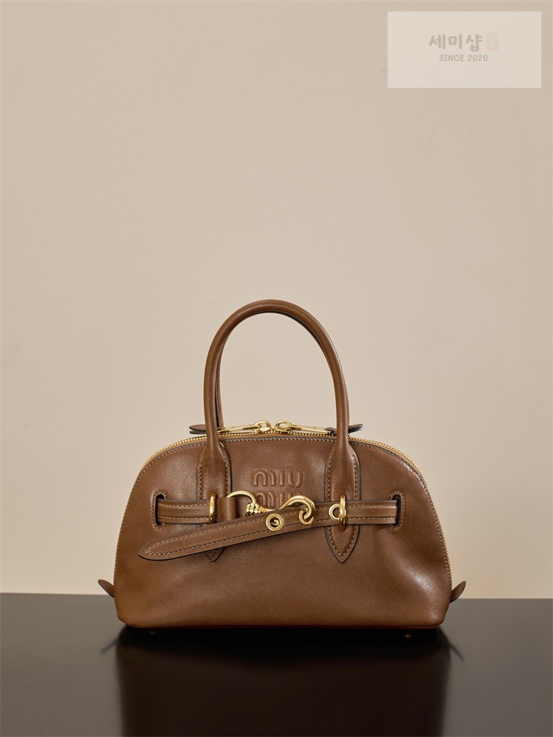 Miu Miu 미우미우 아방뛰르 나파 레더 탑 핸들 백 5BB169 꼬냑 Bag 5번 이미지