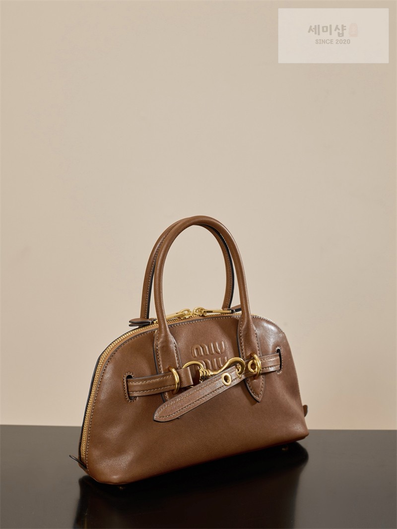 Miu Miu 미우미우 아방뛰르 나파 레더 탑 핸들 백 5BB169 꼬냑 Bag 7번 이미지