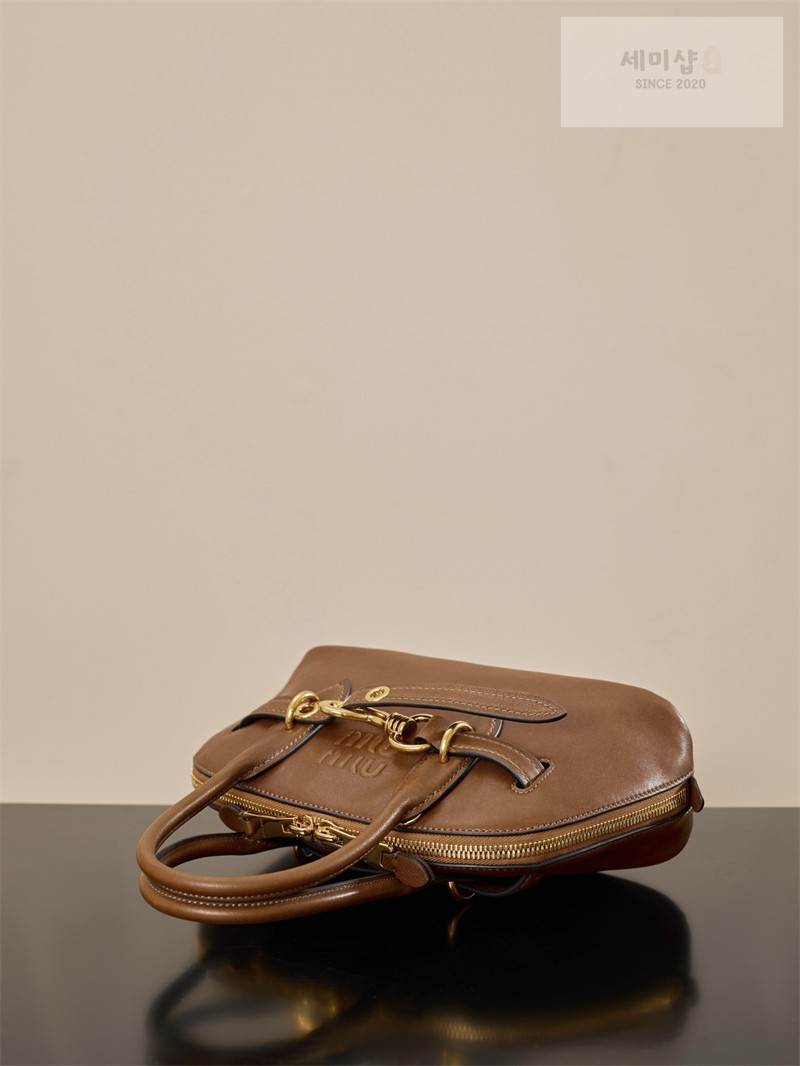 Miu Miu 미우미우 아방뛰르 나파 레더 탑 핸들 백 5BB169 꼬냑 Bag 10번 이미지