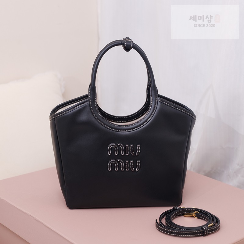 Miu Miu 미우미우 아이비 레더 백 5BA284 블랙 Bag 1번 이미지