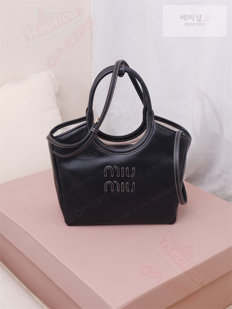 Miu Miu 미우미우 아이비 레더 백 5BA284 블랙 Bag 8번 이미지