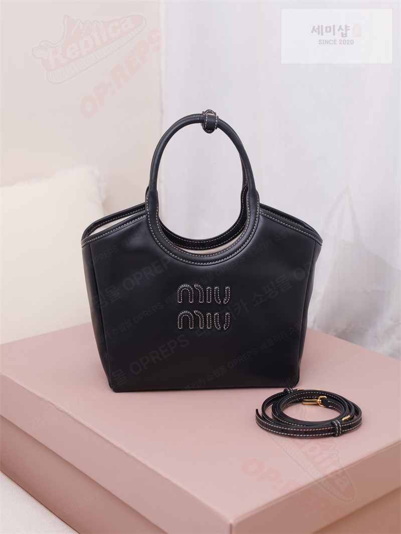 Miu Miu 미우미우 아이비 레더 백 5BA284 블랙 Bag 10번 이미지