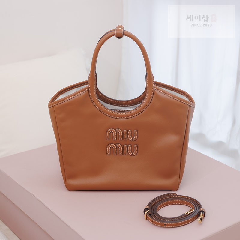 Miu Miu 미우미우 아이비 레더 백 5BA284 꼬냑 Bag 17번 이미지