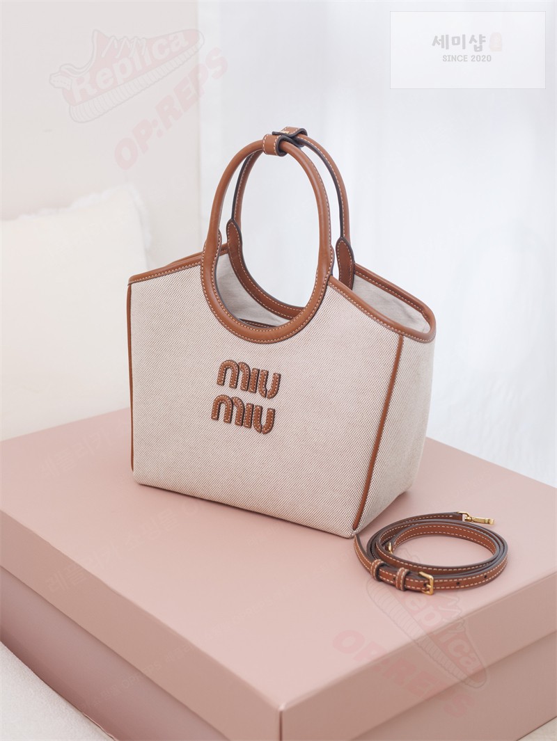 Miu Miu 미우미우 아이비 캔버스 백 베이지 5BA284 캔버스 Bag 22번 이미지
