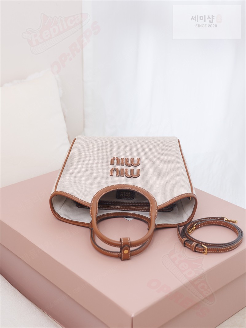 Miu Miu 미우미우 아이비 캔버스 백 베이지 5BA284 캔버스 Bag 26번 이미지