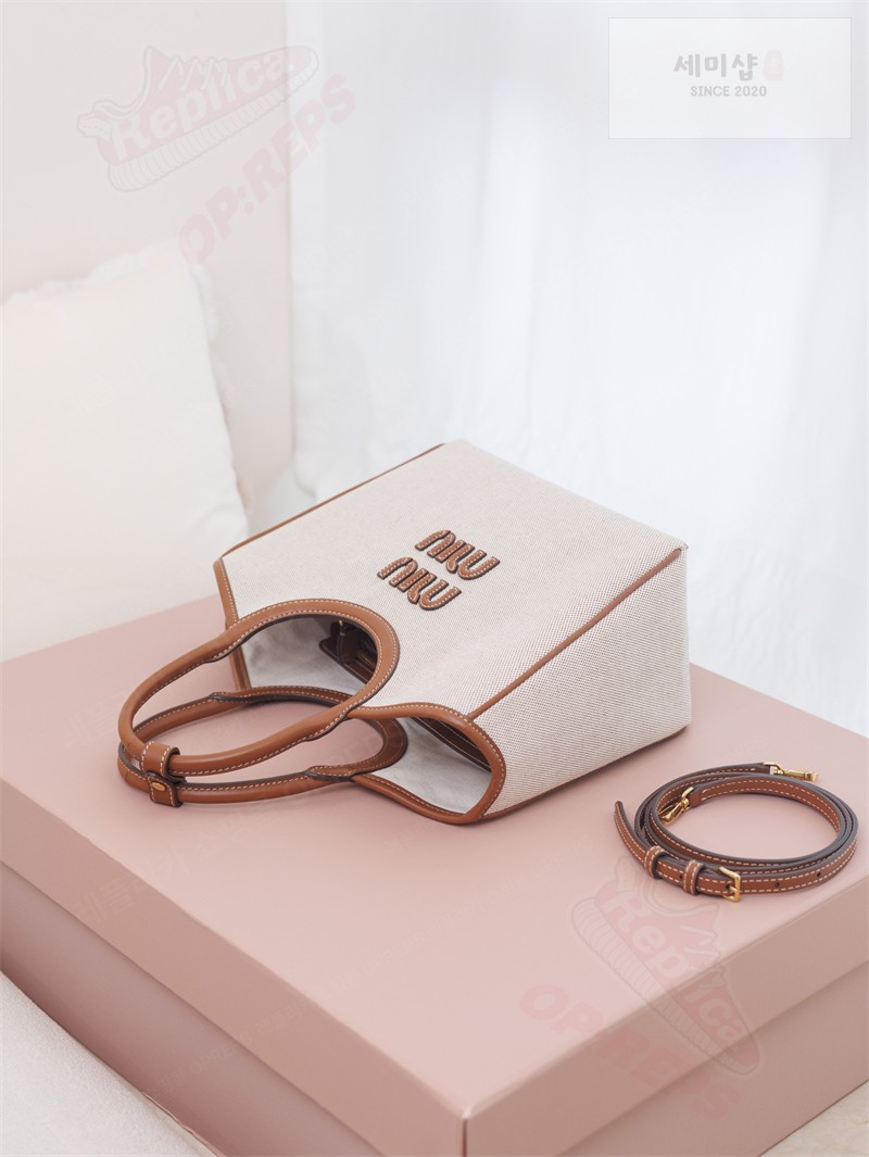 Miu Miu 미우미우 아이비 캔버스 백 베이지 5BA284 캔버스 Bag 12번 이미지