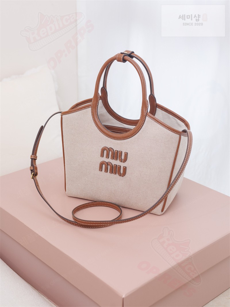 Miu Miu 미우미우 아이비 캔버스 백 베이지 5BA284 캔버스 Bag 15번 이미지