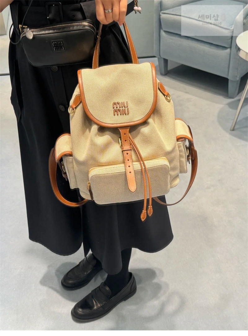 미우미우 미우미우 캔버스 가죽 백팩 라지 5BZ042 레플리카 10번 이미지 - Bag | 세미샵 레플리카 사이트