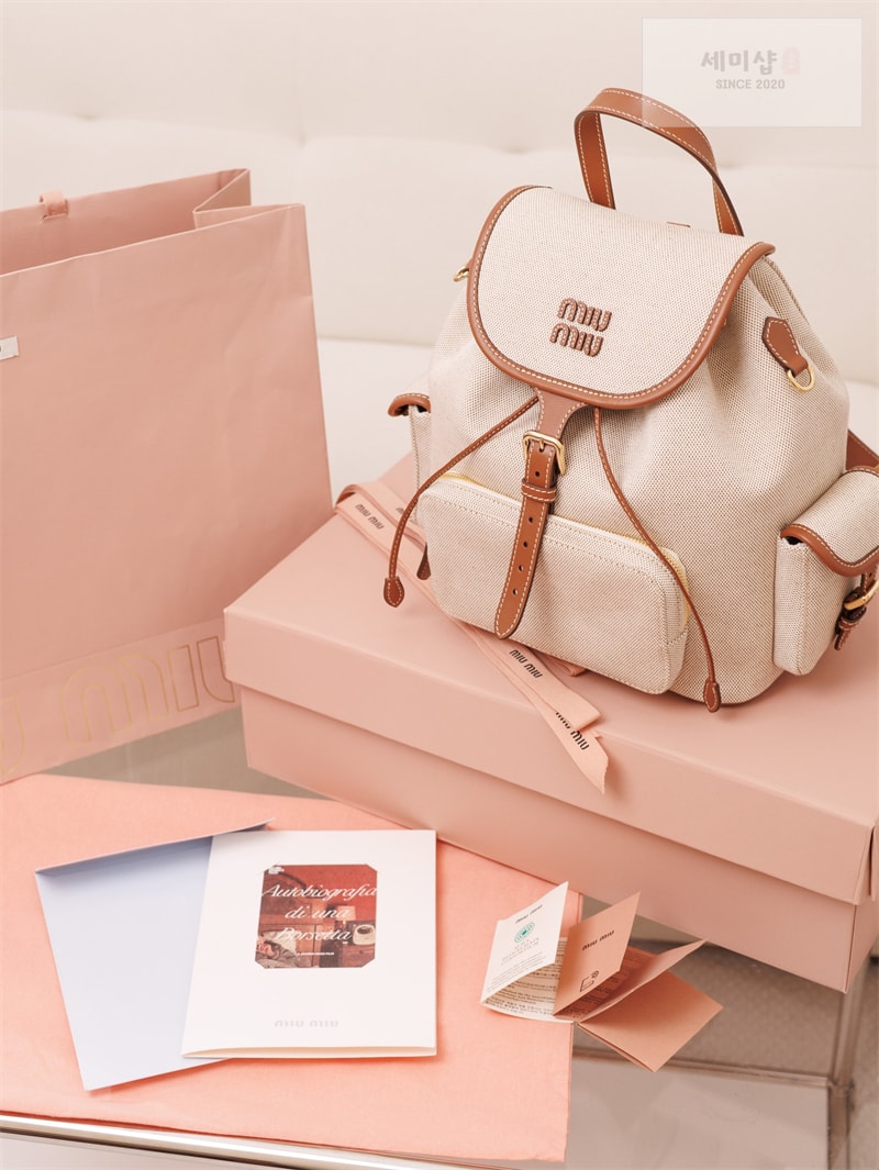 미우미우 미우미우 캔버스 가죽 백팩 라지 5BZ042 레플리카 2번 이미지 - Bag | 세미샵 레플리카 사이트