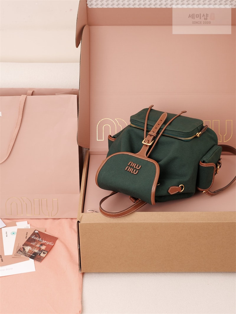미우미우 미우미우 캔버스 가죽 백팩 라지 5BZ042 Bag 20번 이미지