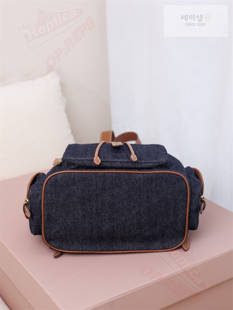 Miu Miu 미우미우 캔버스 가죽 백팩 5BZ042 콘 플라워 / 블루 브랜디 Bag 10번 이미지