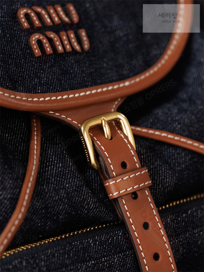 Miu Miu 미우미우 캔버스 가죽 백팩 5BZ042 콘 플라워 / 블루 브랜디 Bag 16번 이미지